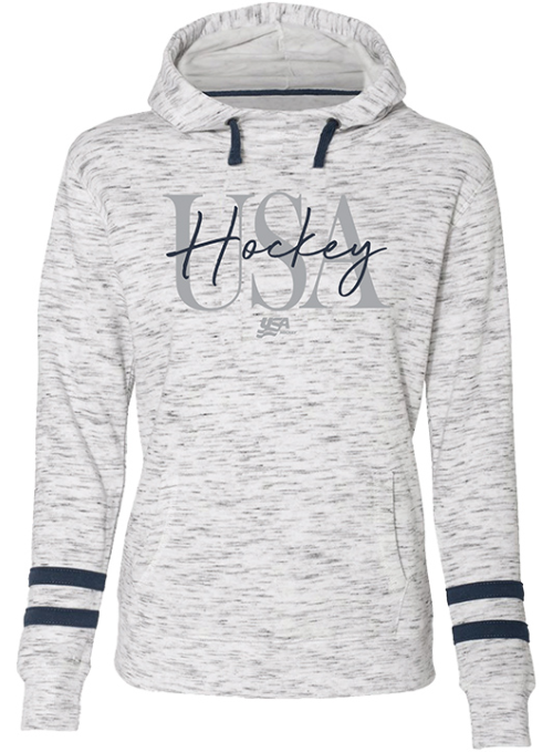 Ladies USA Hockey Striped Sleeve Hooded Sweatshirt