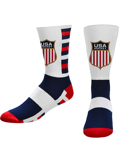 USA Hockey Shield Logo Stripe Sock