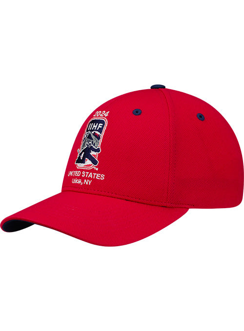 2024 IIHF Women's World Championship Structured Hat - Red - Angled Left View