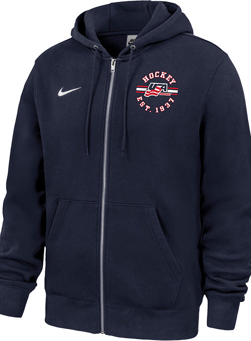 Nike USA Hockey Bench Full Zip Hooded Sweatshirt