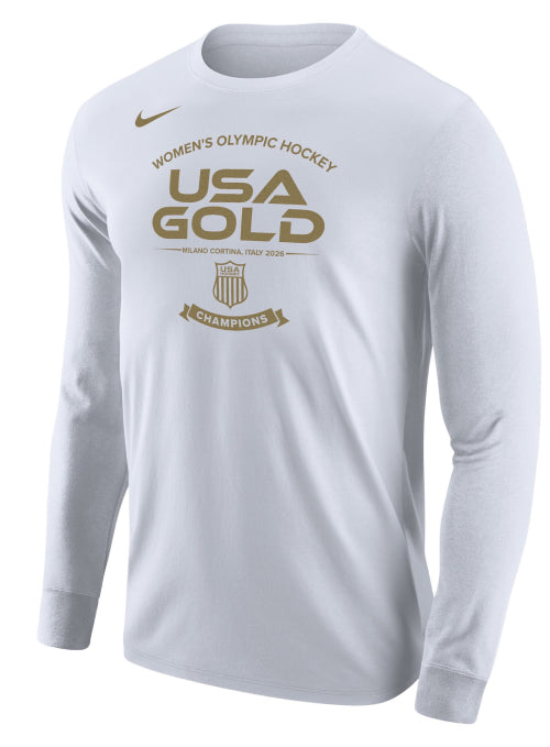 white and gold nike long sleeve