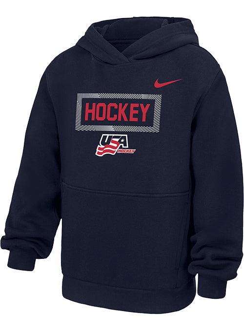 Youth Nike USA Hockey Score Club Fleece Hooded Sweatshirt