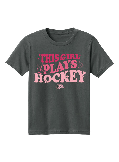 Youth USA Hockey This Girl Plays Hockey T-Shirt