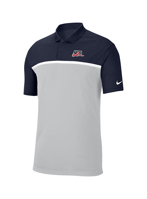 Nike USA Hockey Victory Color Block Polo - Navy - Front View