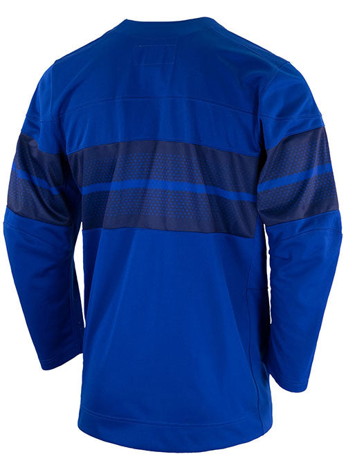 Nike USA Hockey Alternate 2022 Olympic Jersey in Blue - Back Right View