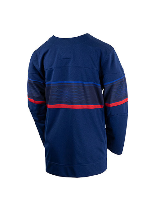 Youth Nike USA Hockey Away 2022 Olympic Jersey in Navy - Back View