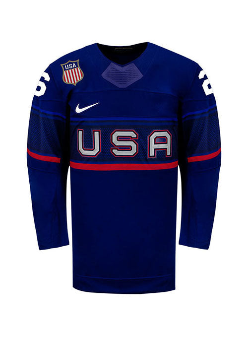 Youth Nike USA Hockey Kendall Coyne Away 2022 Olympic Jersey in Navy - Front View