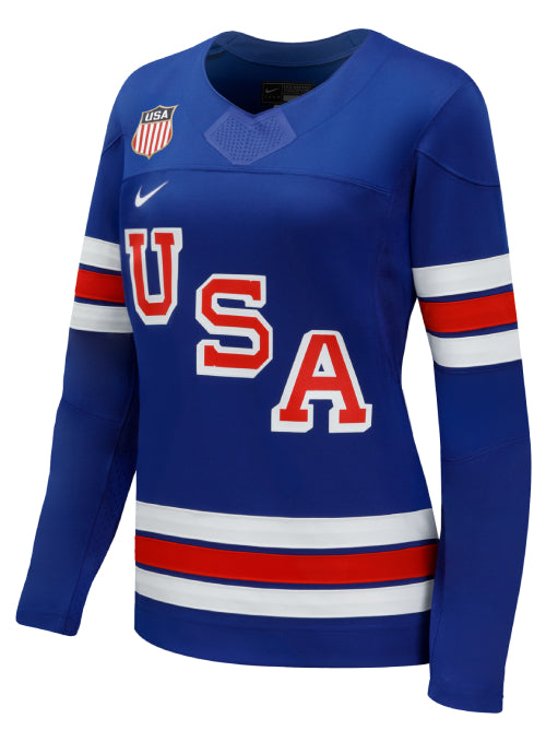 Ladies Nike USA Hockey 2026 Olympic Personalized Jersey - Blue