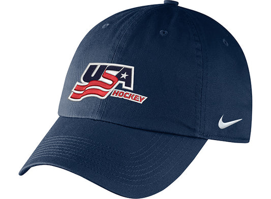 Nike USA Hockey Heritage86 Navy Adjustable Hat - Front View