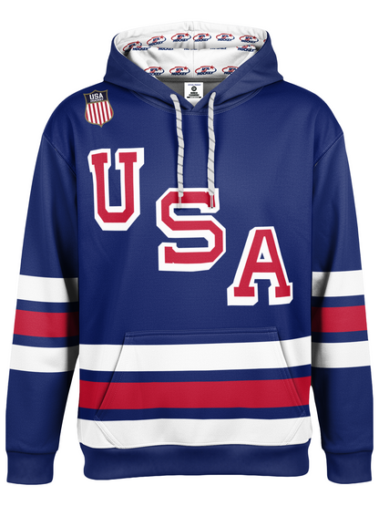 USA Hockey U-S-A Sublimated Hooded Sweatshirt - Blue