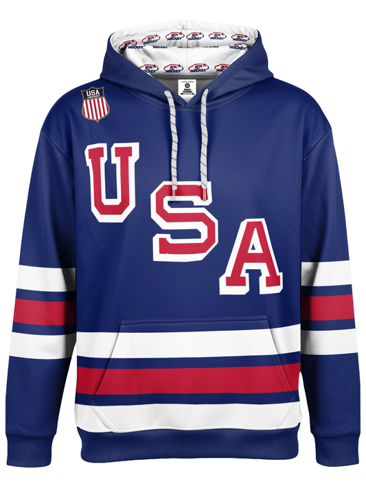 USA Hockey U-S-A Sublimated Hooded Sweatshirt - Blue