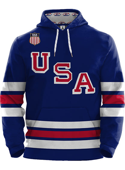 USA Hockey U-S-A Sublimated Hooded Sweatshirt - Blue