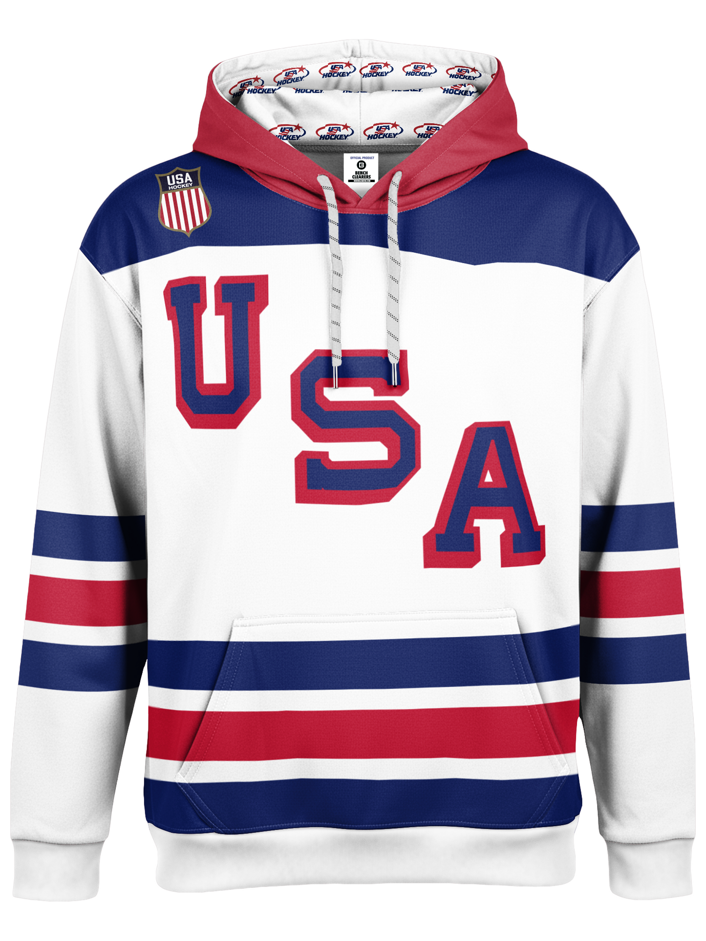 USA Hockey U-S-A Sublimated Hooded Sweatshirt - White