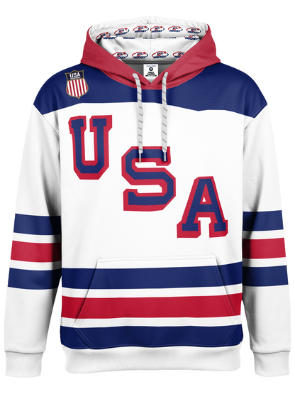 USA Hockey U-S-A Sublimated Hooded Sweatshirt - White