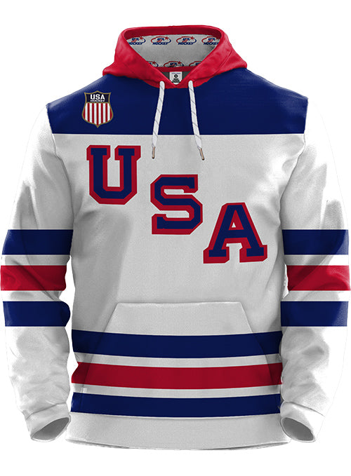 USA Hockey U-S-A Sublimated Hooded Sweatshirt - White