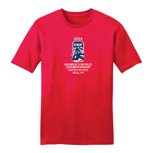 2024 IIHF Women's World Championship T-Shirt - Red - Front View