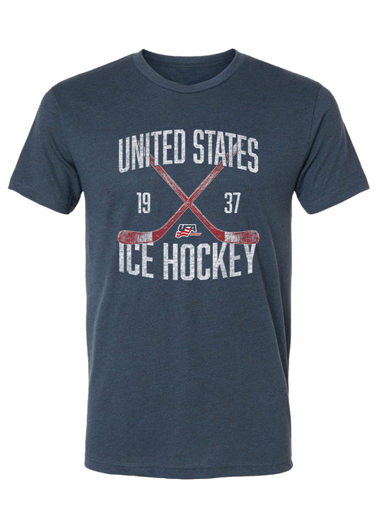 USA Hockey Vintage Cross Sticks T-Shirt