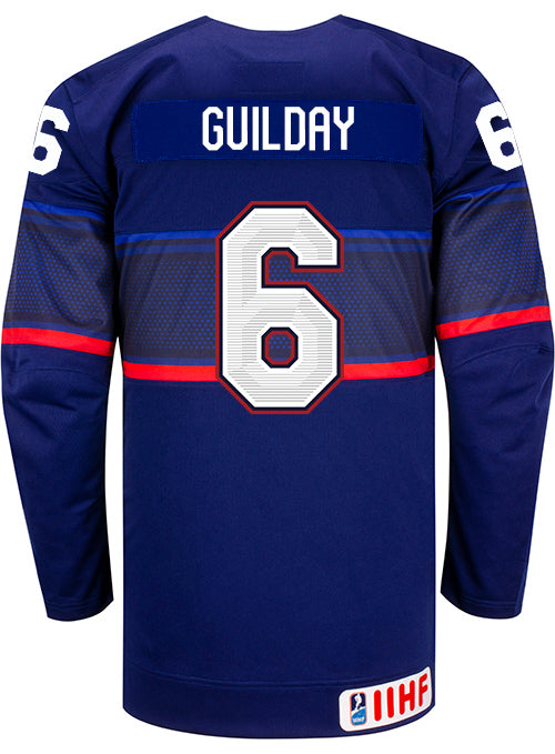 Nike USA Hockey Rory Guilday Away Jersey - Back View