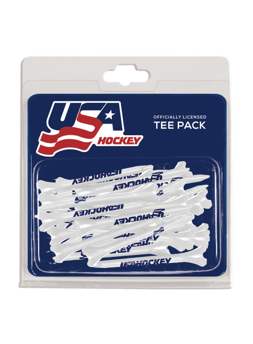 USA Hockey 40-Pack Golf Tees in White - Front View