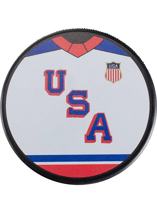 USA Hockey USA Jersey Puck - White