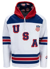 USA Hockey 1960 Replica Sublimated Hooded Sweatshirt In White - Front View