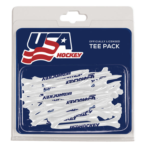 USA Hockey 40-Pack Golf Tees in White - Front View