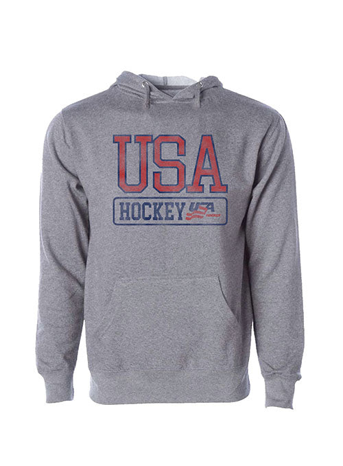 USA Hockey Athletic USA Graphic Hooded Sweatshirt - Heather Grey - Front View