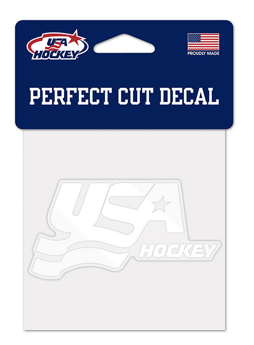USA Hockey 4 x 4-inch Perfect Cut Secondary Logo Whiteout Decal - Front View