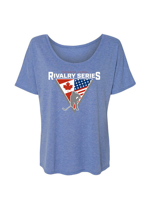 Ladies USA Hockey Rivalry Series Slouchy T-Shirt in Blue-  Front View