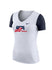 Ladies Nike USA Hockey Dri-FIT Cotton Slub V-Neck T-Shirt in White - Front View