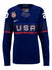 Ladies Nike USA Hockey Hannah Brandt Away 2022 Olympic Jersey in Navy - Front View