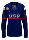 Ladies Nike USA Hockey Brianna Decker Away 2022 Olympic Jersey in Navy - Front View