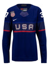 Ladies Nike USA Hockey Abbey Murphy Away 2022 Olympic Jersey in Navy - Front View
