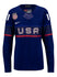 Ladies Nike USA Hockey Abby Roque Away 2022 Olympic Jersey in Navy - Front View