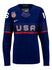 Ladies Nike USA Hockey Hayley Scamurra Away 2022 Olympic Jersey in Navy - Front View