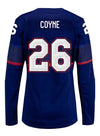Ladies Nike USA Hockey Kendall Coyne Away 2022 Olympic Jersey in Navy - Back View