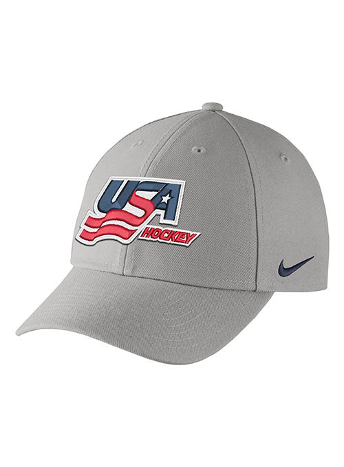 Nike USA Hockey Classic99 Grey Adjustable Hat - Left View