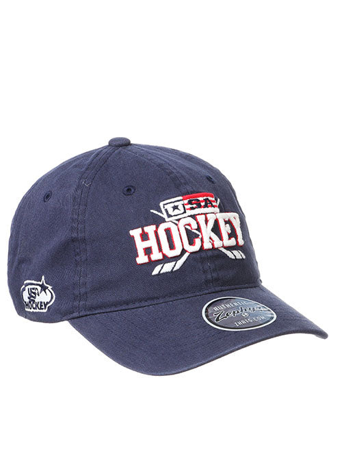 USA Hockey Scholarship Unstructured Adjustable Hat in Navy - Right View