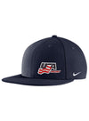 Nike USA Hockey Offset Pro Flatbill Snapback Hat in Navy Blue - Left Side View