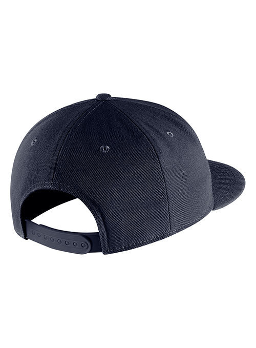Nike USA Hockey Offset Pro Flatbill Snapback Hat in Navy Blue - Back View