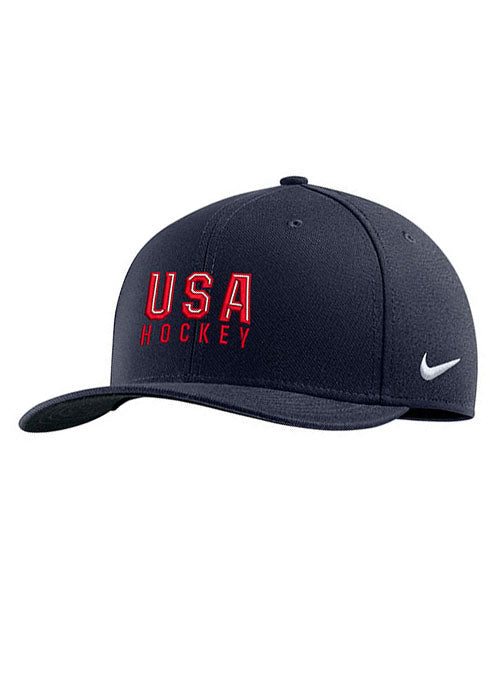 Nike USA Hockey Dri-FIT Swoosh Flex Hat in Navy - Front View
