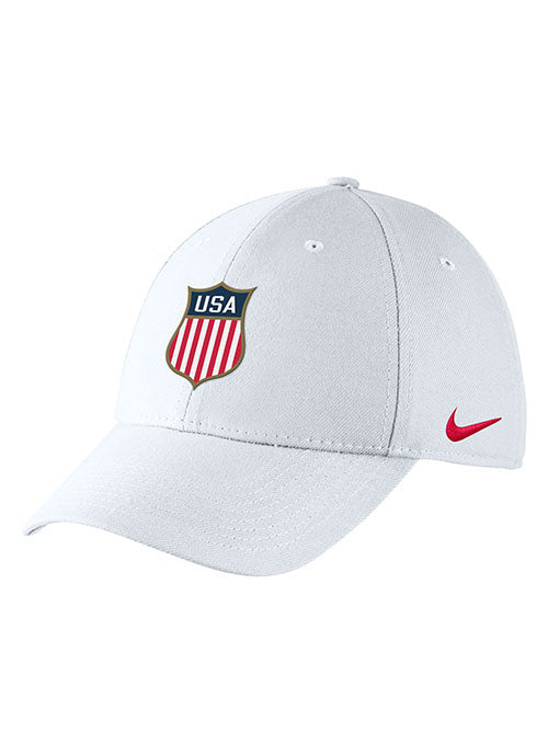 Nike USA Hockey Olympic Dri-FIT Swoosh Flex Hat in White - Left View
