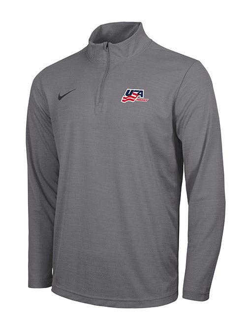 Nike USA Hockey Dri-FIT Intensity 1/4 Zip Jacket in Gray - Front View