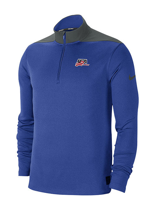 Nike USA Hockey Dry Core 1/2 Zip Jacket - Royal - Front View