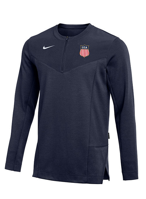 Nike USA Hockey Olympic Lightweight 1/4 Zip Coaches Jacket in Black - Front View