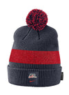 Nike USA Hockey Cuffed Pom Beanie in Grey and Red - Front View