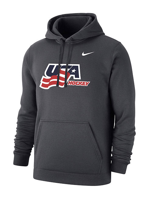 Nike USA Hockey Cotton Hooded Sweatshirt in Black - Front View