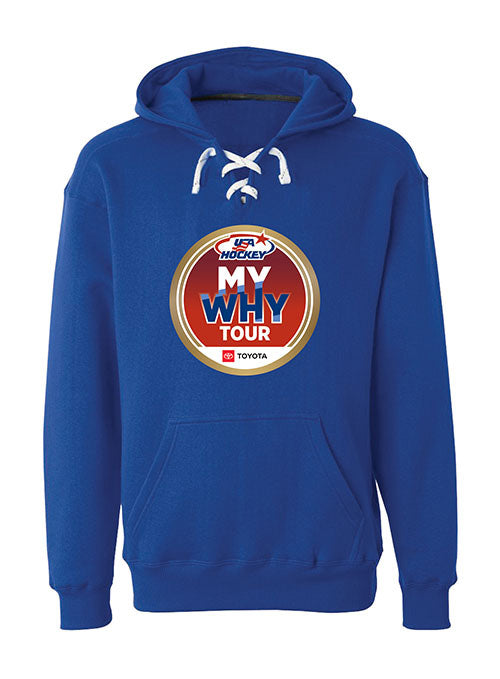 USA Hockey My Why Tour Sport Lace Hooded Sweatshirt in Blue - Front View