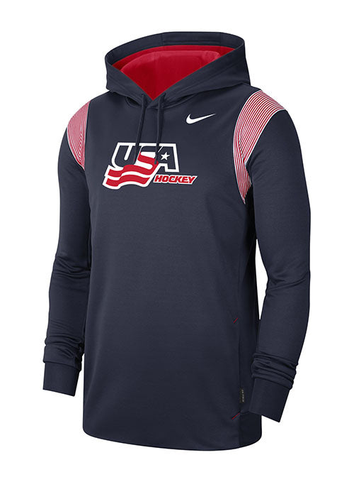Nike USA Hockey Therma Hooded Sweatshirt - Navy - Front View