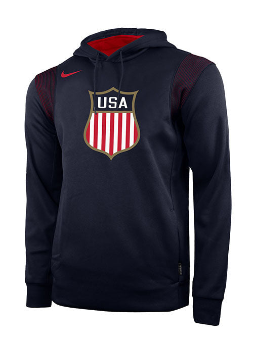 Nike USA Hockey Olympic Therma Hooded Sweatshirt in Black - Front View